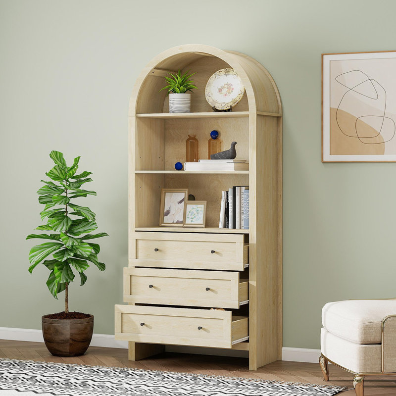 Garde-manger arqué, armoires de rangement en bois de ferme moderne, armoire de rangement arquée avec tablettes réglables, armoire polyvalente pour la cuisine, la salle à manger et le salon