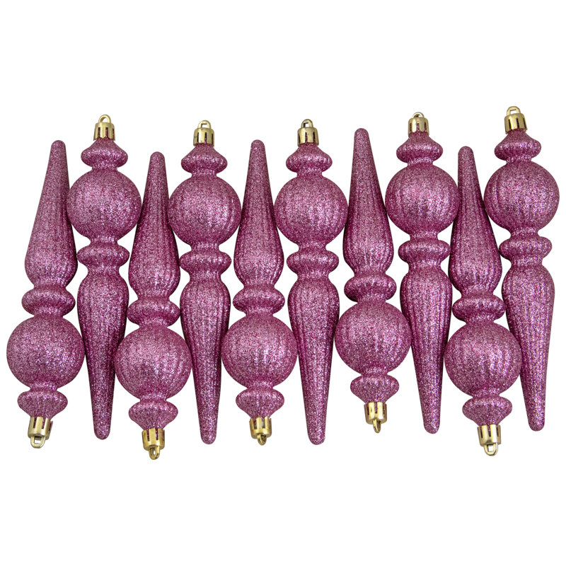 Pink and Silver Shatterproof Christmas Ornaments Set