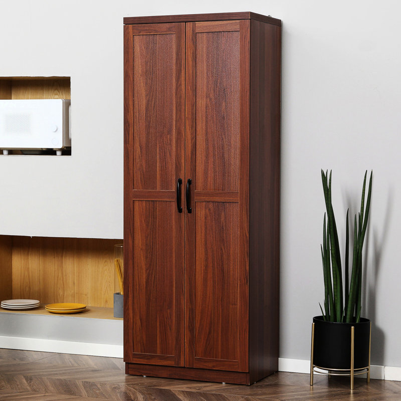 Armoire de rangement pour garde-manger de 63 po, 2 portes avec 5 tablettes et 2 tablettes réglables, brun pour un rangement, des portes et des tablettes élégants. Verrerie. Salle à manger
