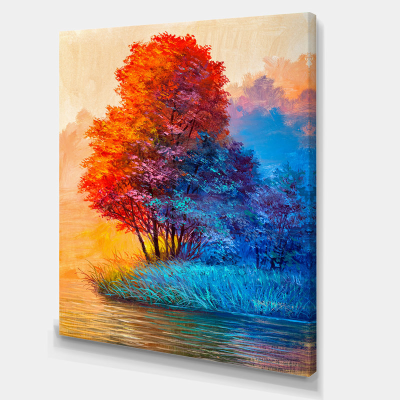 «Autumn Colored Forest Treescape VI», reproduction d'art sur toile, H 20 po x l 12 po x P 1 po, Toile tendue
