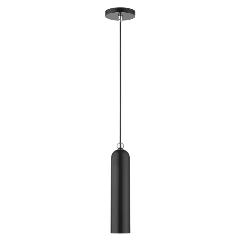 Luminaire suspendu cylindrique en métal 1 lumière à intensité variable Hanne, Noir brillant