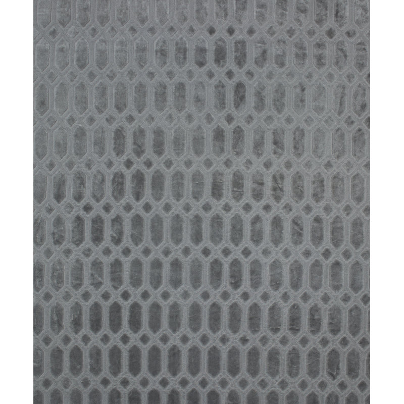 Zinnia Geometric Velvet Fabric, Gray