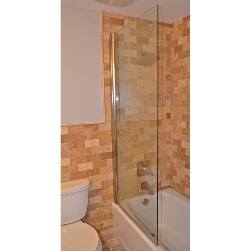Porte de baignoire pivotante sans cadre 30 po x 60 po avec technologie ClearShield®, Argent brossé