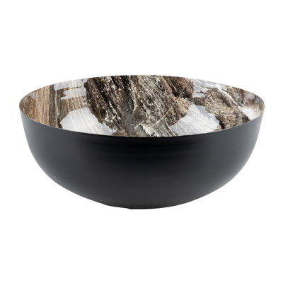 Black Marble Effect Metal Bowl 33x33x14 Cm