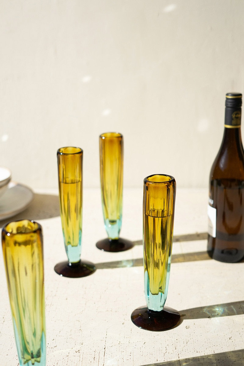 Handmade Ribbed Champagne Flute