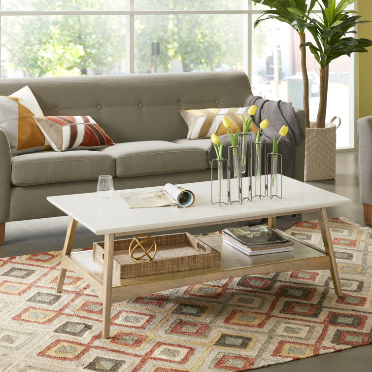 Parker Modern Coffee Table with Open Shelf & White Top