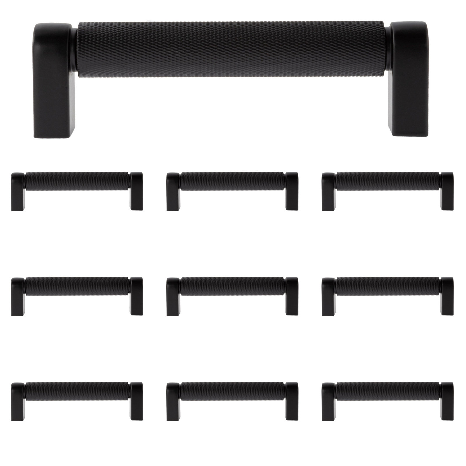 Kent Knurled Cabinet Bar Pull, Matte Black, 4"