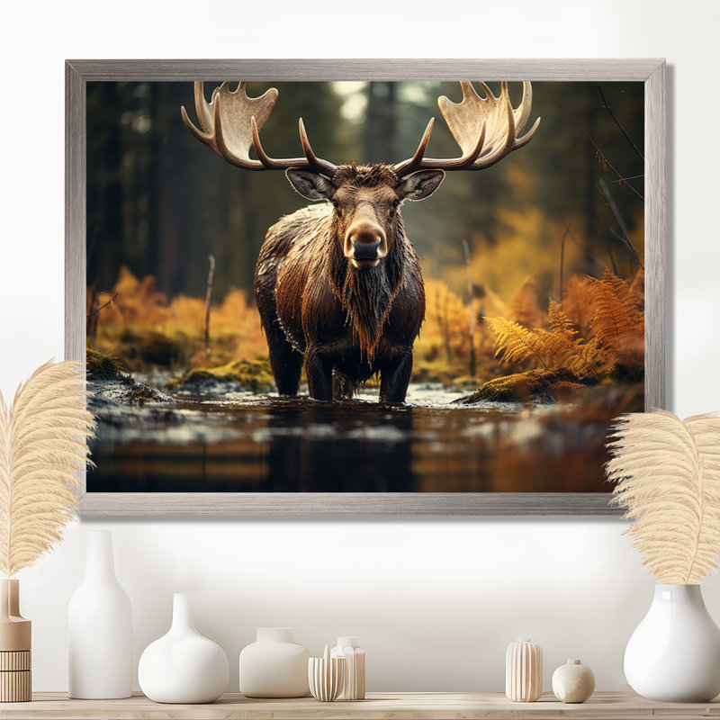 «Canada Majestic Moose III», art mural Canada large, H 30 po x l 40 po x P 1,5 po, Encadrement argenté
