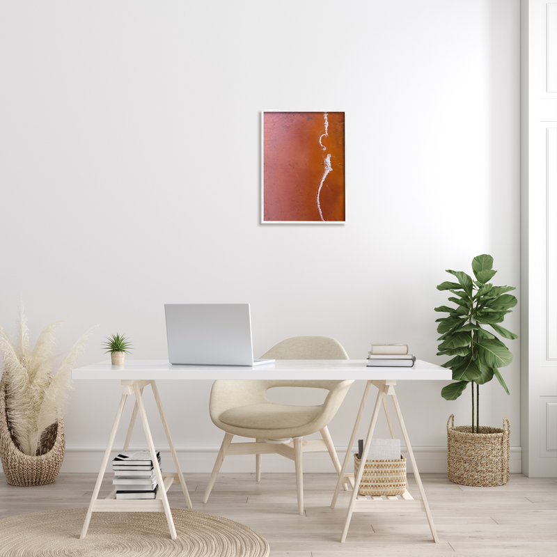 Soleil, paysage brûlé, orange foncé, photographie aérienne du désert, estampe numérique, art texturé par Birch & Ink