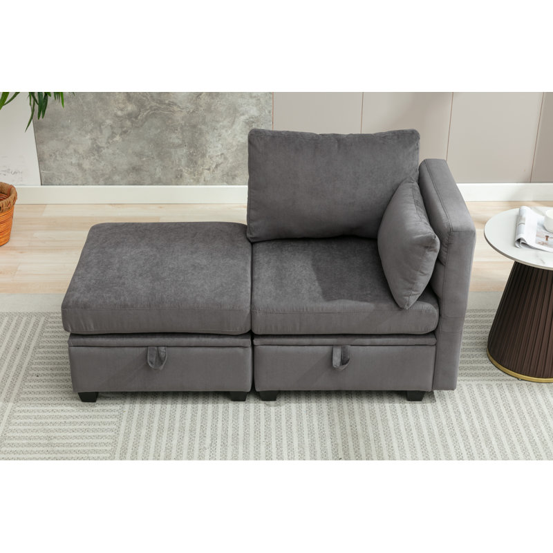 Chaise longue rembourrée Jahlani, Gris foncé
