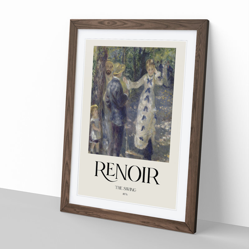 The Swing by Pierre-Auguste Renoir - Picture Frame Painting, 65cm H x 48cm W x 2cm D, Walnut Framed