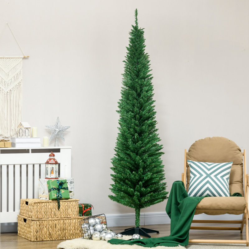 Arbre de Noël artificiel, arbre de Noël mince avec 499 extrémités de branches réalistes et support en plastique, 6.11'