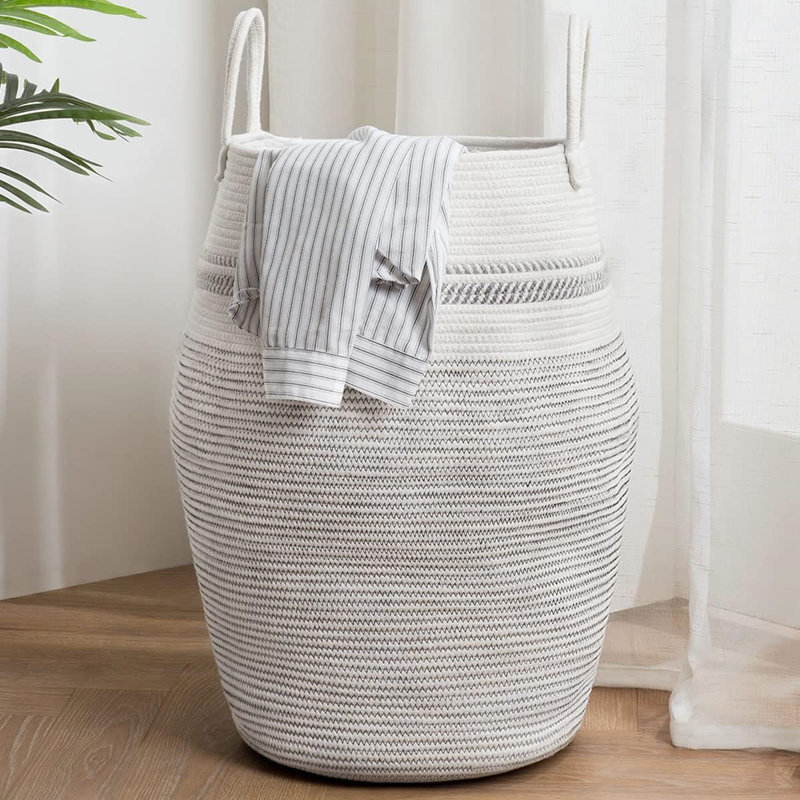 105L Laundry Hamper With Handle,Foldable, White