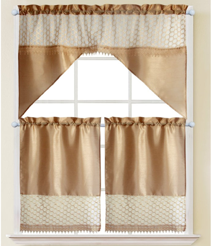 Ensemble de rideaux de cuisine 35 po Shyler, Blanc
