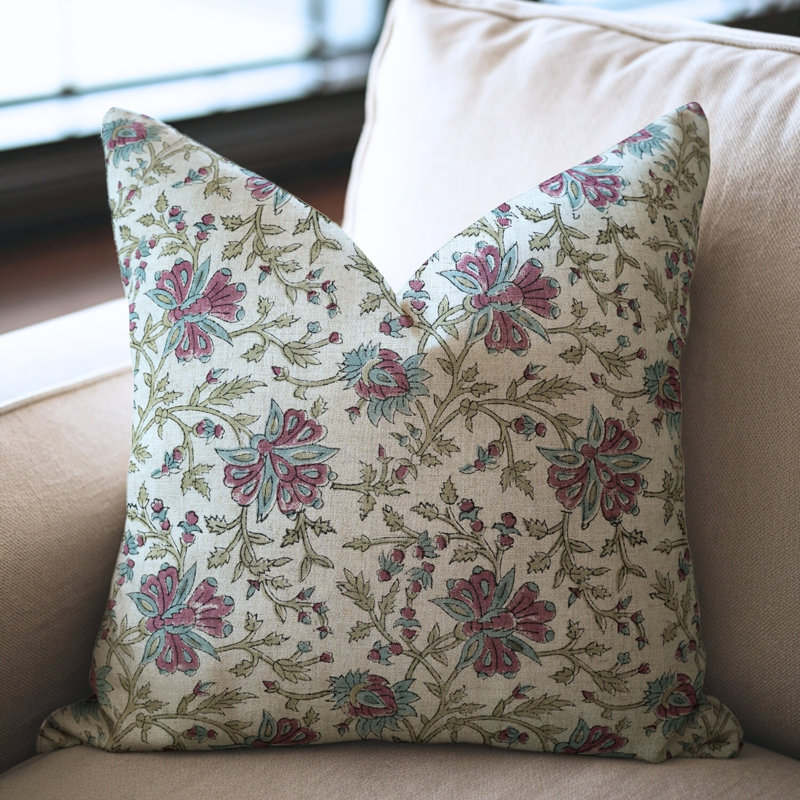 Housse de coussin décoratif à imprimé floral Fab divine, housse de coussin imprimée à la main, Neerabel,, Carrée