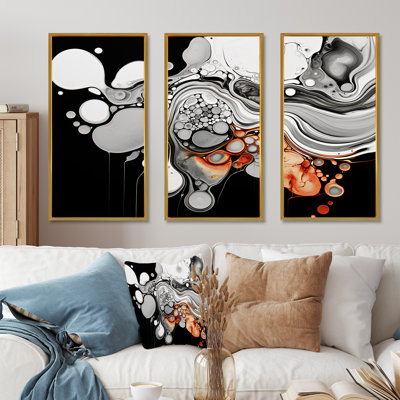 Encre liquide grise et noire Fusion III - Minimalisme, art mural