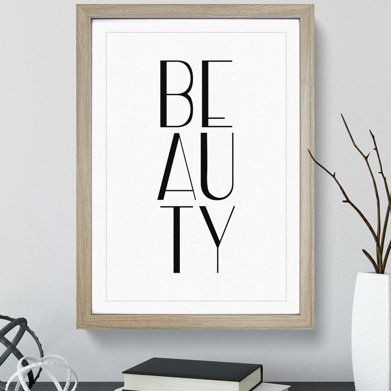 Beauty - Picture Frame Typography, Oak, 48cm H x 36cm W x 2cm D