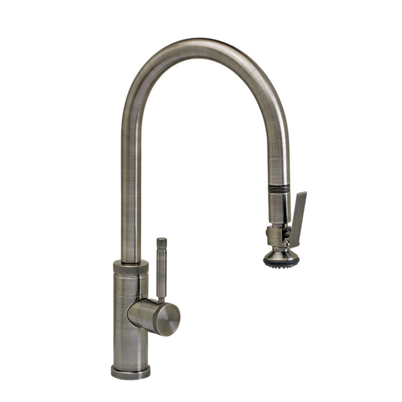 Industrial Plp Pulldown Faucet - Lever Sprayer, Polished Brass