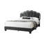Lit plateforme luxueux en laine avec tête de lit à motif floral et éclairage à DEL intégré, pour les chambres à coucher modernes-185276694