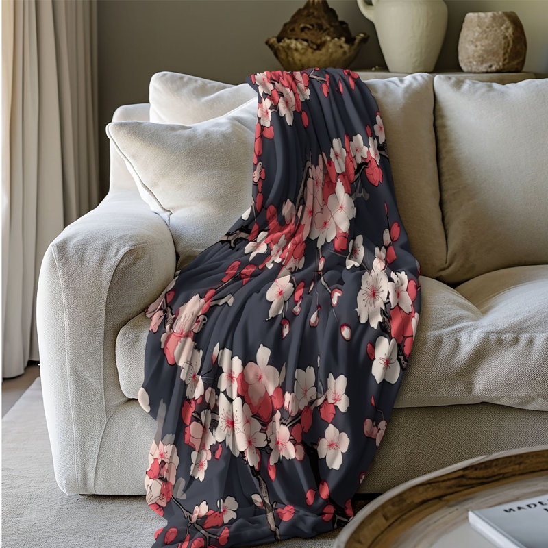 Jeté classique en sherpa B Classic Sakura Elegance - 1 pièce, 50 po x 60 po