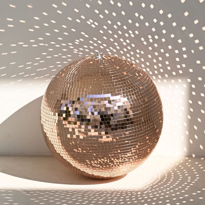  20" Large Disco Ball Mirror Big Hanging Glass Decor for 70s 80s Party Events Wedding DJ Dance Club Stage Lighting Champagne Gold