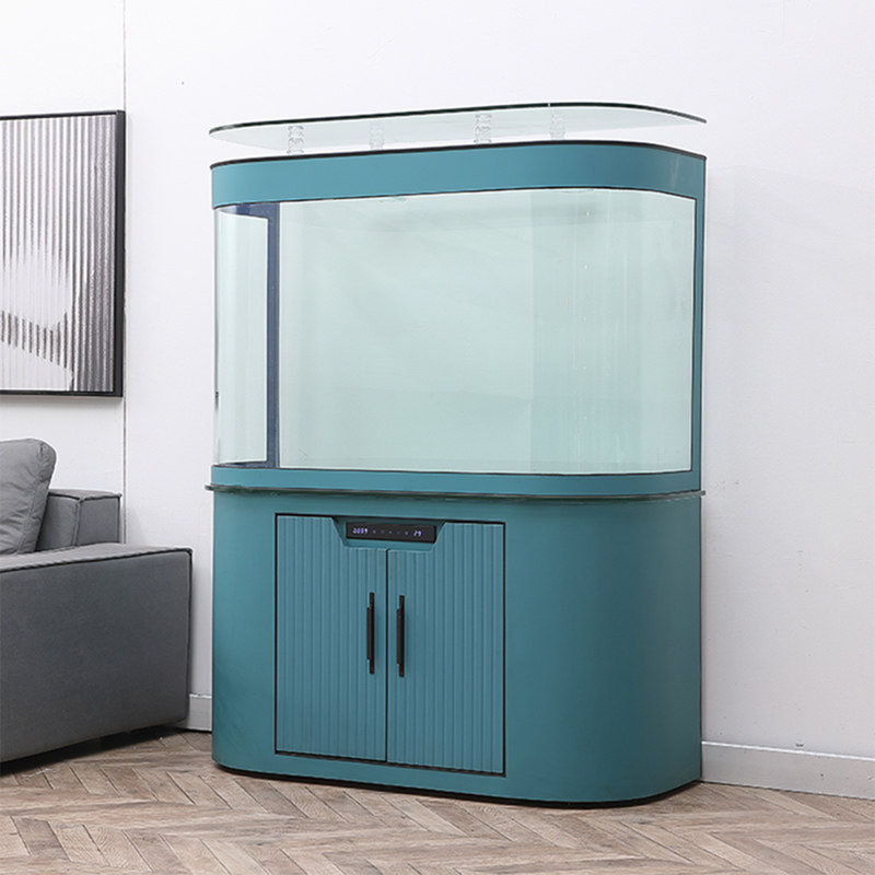 Grand aquarium en verre bleu 51,18 po avec cabinet de filtration inférieur, 62.2" H x 39.37" W x 15.75" D