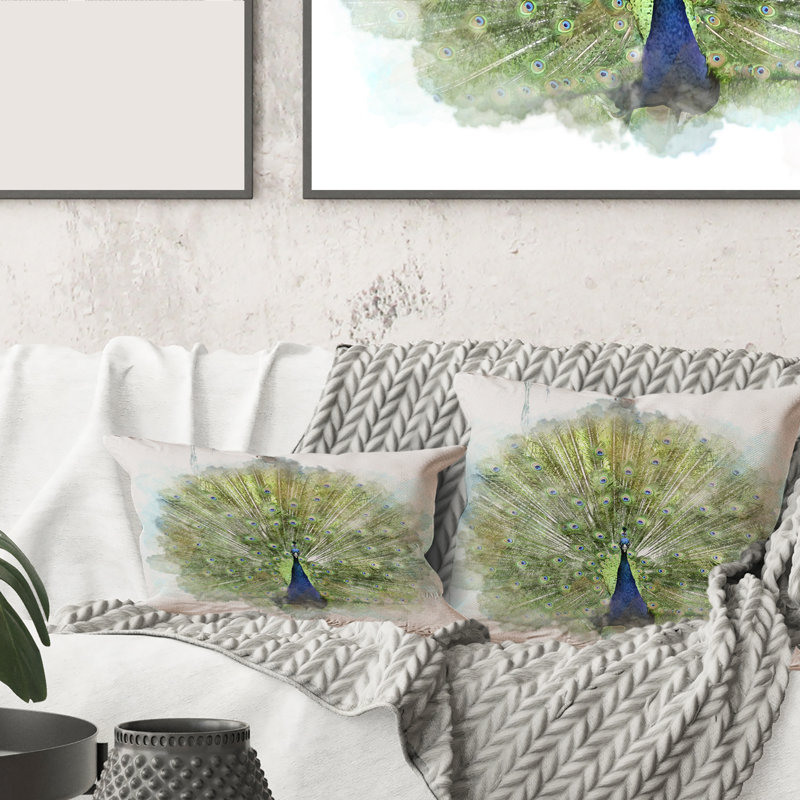Peacock Bird - Traditional Printed Throw Pillow