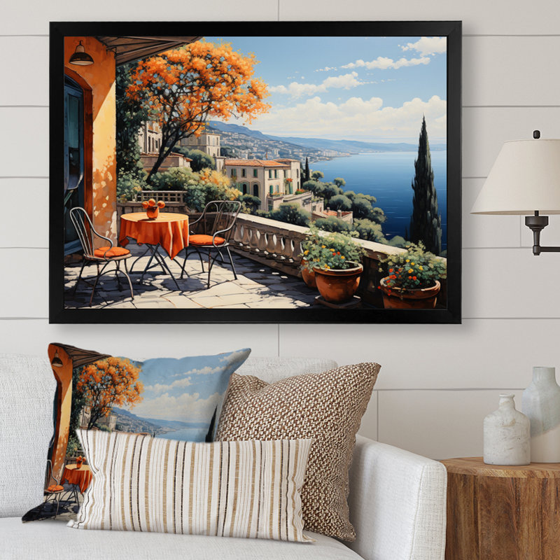 Marlye French Mediterranean Bliss in Provence III - Print, Black Single Picture Framed, 12" H x 20" W x 1" D