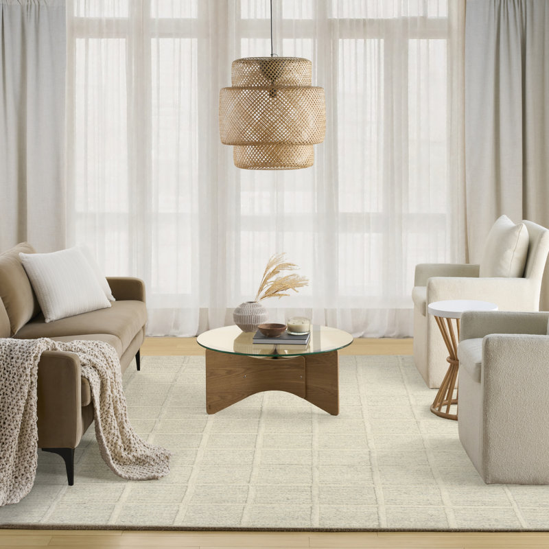 DKNY Pure Framework 5' x 7'6" Ivory Modern Indoor Rug, Rectangle 5' x 7'6"