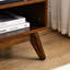 Console de salon 59 pouces, pieds en bois massif - Meuble audio-vidéo foncé pour meuble télé de 65 chambres, console