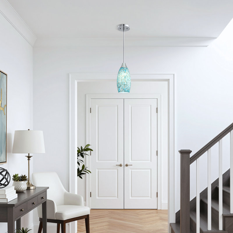 Anamta 1 - Light Single Teardrop Pendant, Turquoise Marble