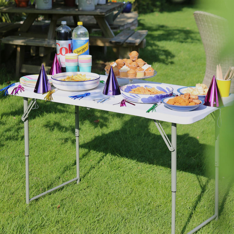 120cm Rectangular Adjustable Folding Table with 4 Chairs