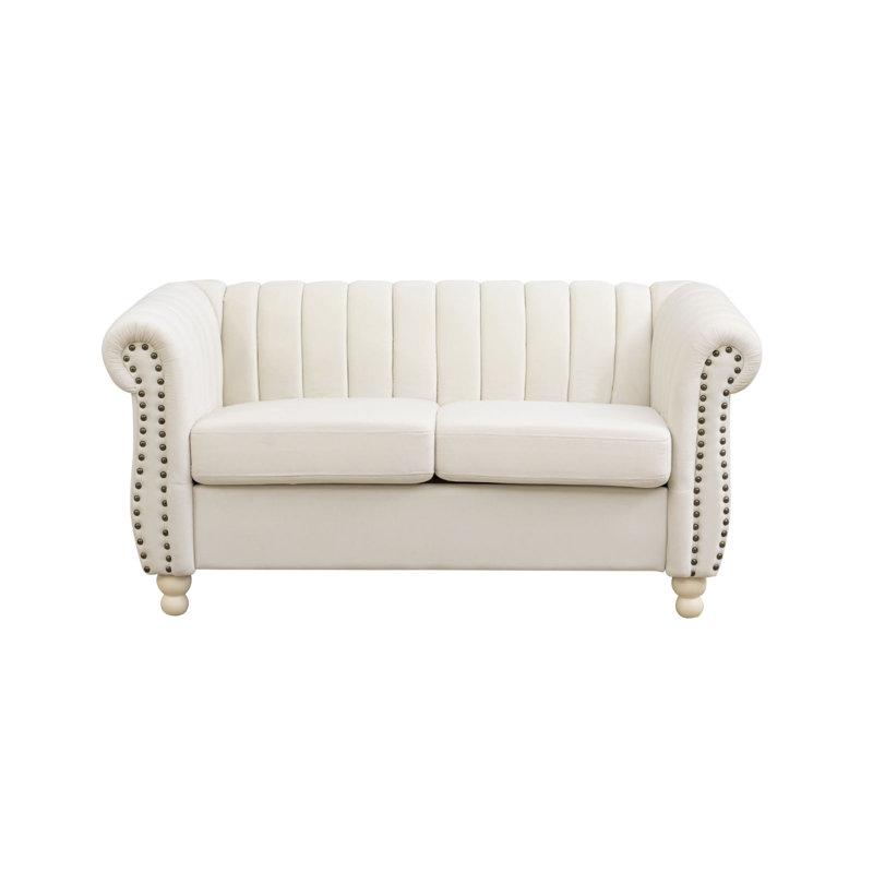 Causeuse Chesterfield à accoudoirs roulés 62 po Danayja