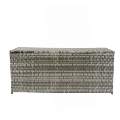 Outdoor Storage Box, 113 Gallon Wicker Patio Deck Boxes With Lid, Outdoor Storage Cushion Storage For Kids Toys, Pillows, Towel Grey Wicker by weixunguang