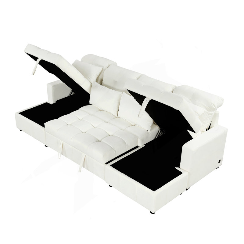 Canapé-lit modulaire en U surdimensionné de 110,2 po avec canapé-lit modulaire polyvalent avec méridienne de rangement double et deux ports USB pour le salon