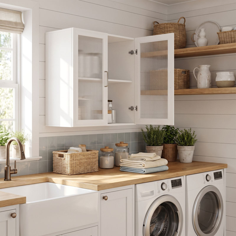 Armoire de rangement murale de 24 po de largeur pour salle de cuisine et salle de lavage, White