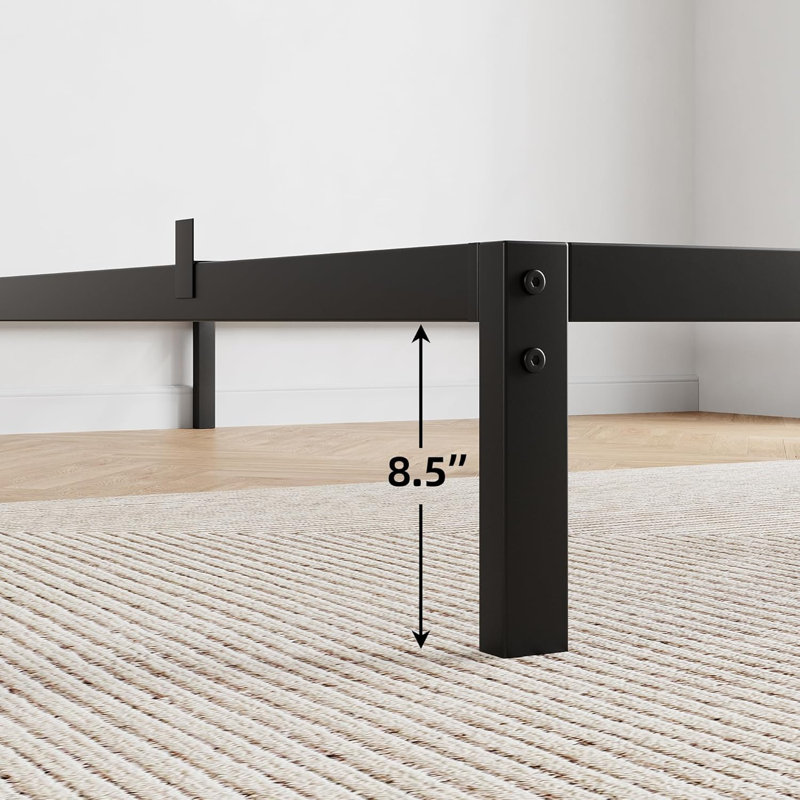 Twin Metal Bed Frame, 10" Platform, Heavy Duty Steel Slats, Noise-Free, Easy Assembly, No Box Spring, Black, Queen