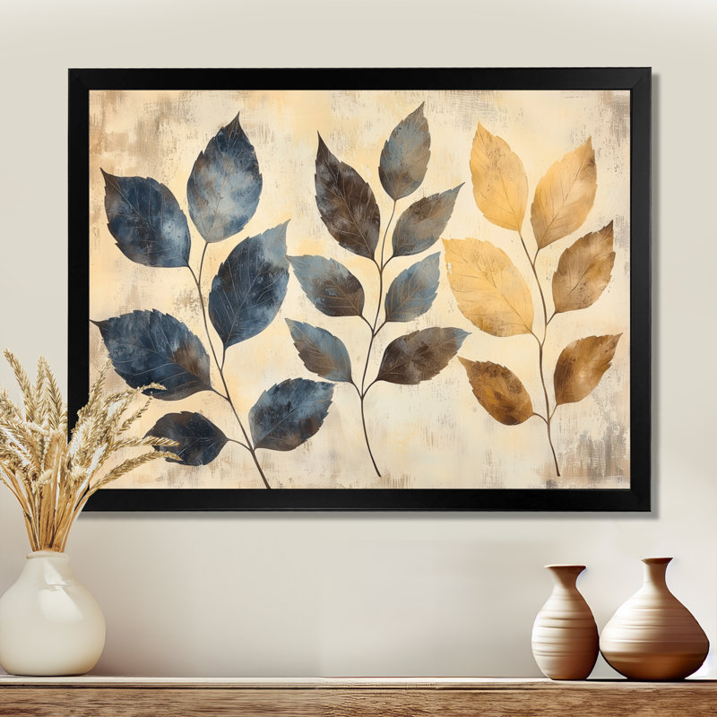 Faded sépia feuilles I - feuilles, art mural sur toile, Reproduction encadrée d'une seule photo, H 30 po x l 40 po, Noir