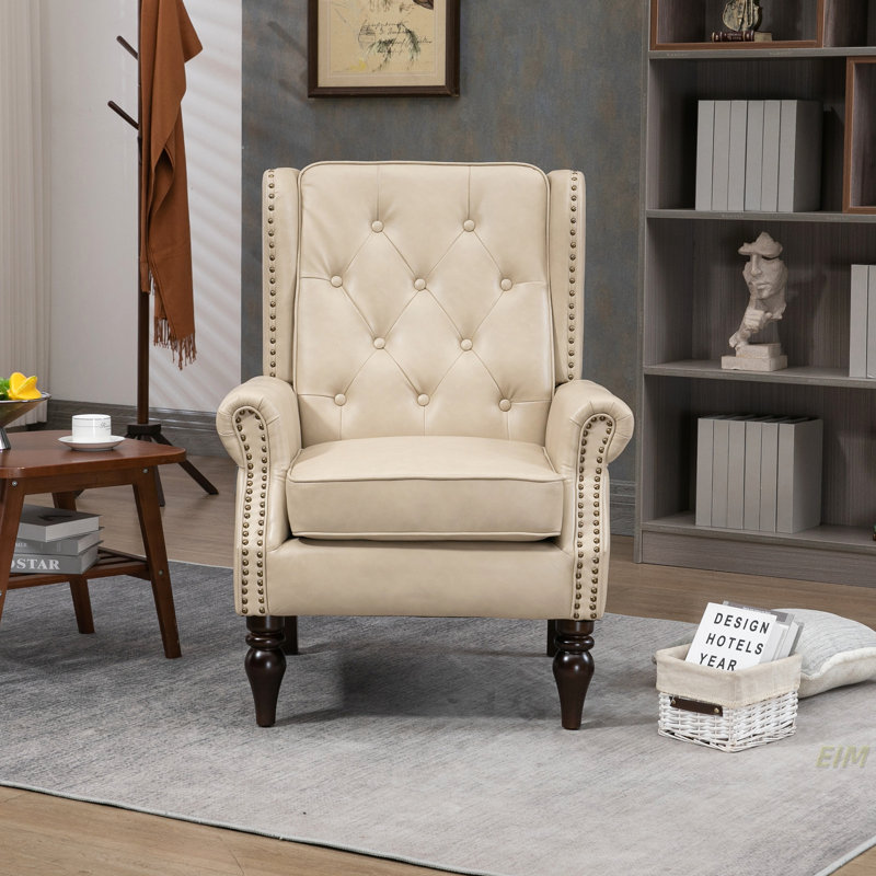 Fauteuil à structure en bois, fauteuil d'appoint moderne avec pieds en bois robustes pour la chambre à coucher du salon (fauteuil d'appoint)