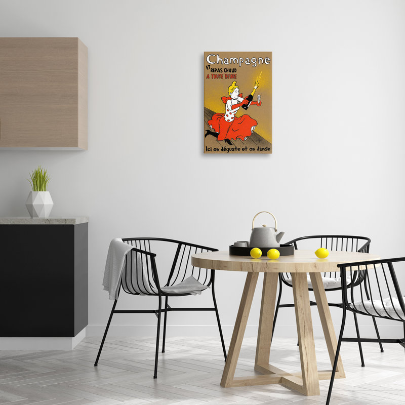 Art mural sur toile «Antique Champagne Bottle & Woman» par Jean-Pierre Got, H 24 po x l 16 po