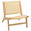 Chaise d'appoint en rotin avec structure en bois d'hévéa pour chambre à coucher, naturel