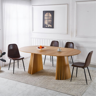 Ensemble de salle à manger 1 + 4,5 pièces, table de salle à manger à pieds en métal pour 4-6 personnes avec plateau en panneau de fibres à densité moyenne, table de salle à manger à piédestal, table basse de loisirs