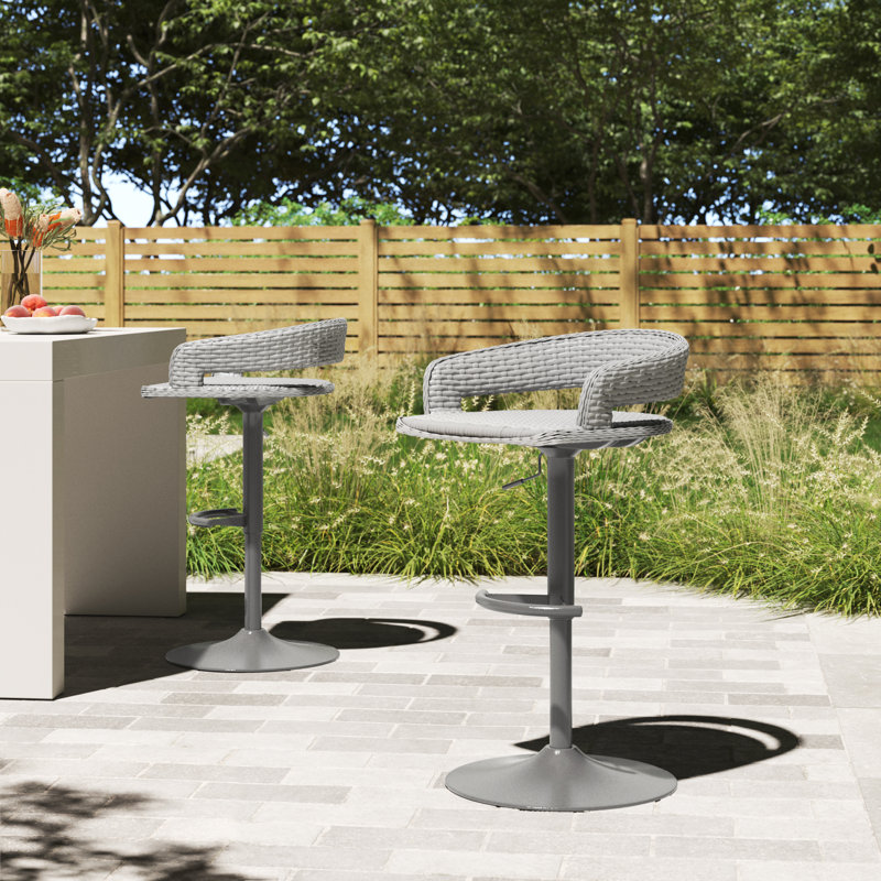 Ehrenfried Aluminum Outdoor 30'' Bar Stool, Gray