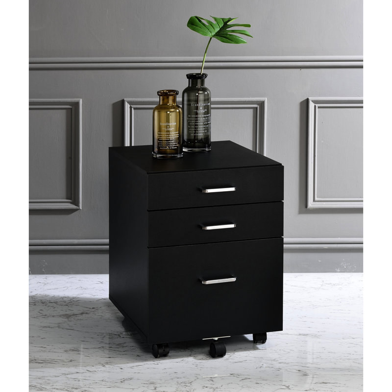 Armoire noire et finition, 3 tiroirs, étagère à 4 niveaux, armoire de rangement avec panneaux de particules,