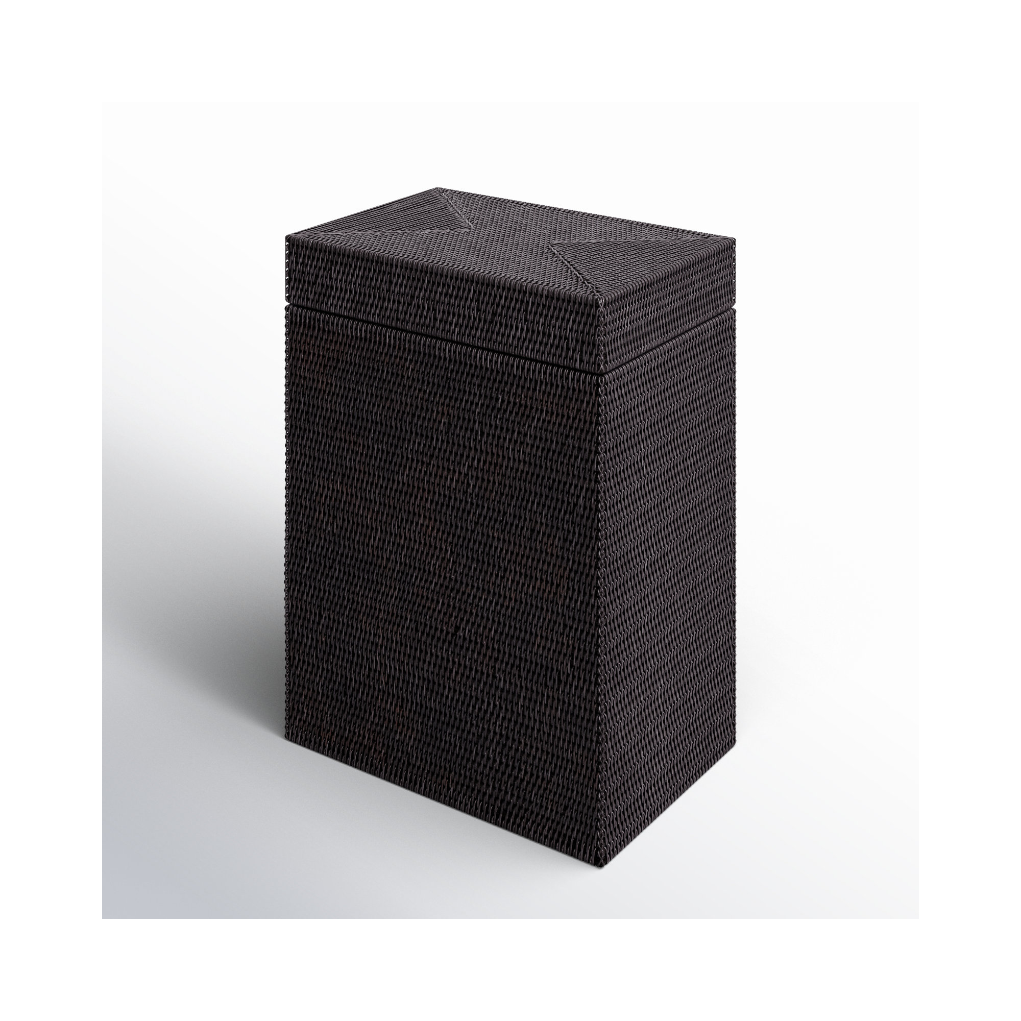 Rectangular Laundry Hamper with Hinged Lid, Tudor Black