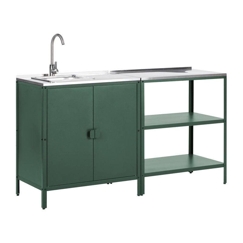 2 Piece Outdoor Kitchen Set with Sink VILAMA Metal Green