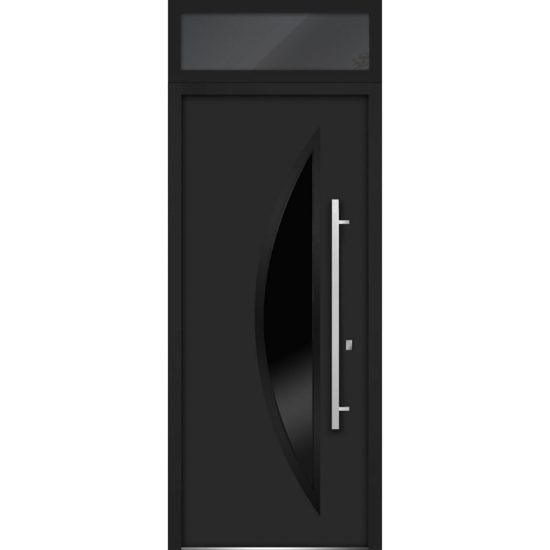 Front Exterior Prehung Steel Door Deux 6501 Anthracite Top Exterior Window Stainless Inserts Single Modern Painted