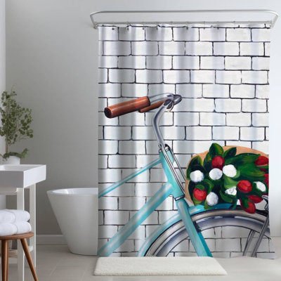 Shower Curtain TR34 – Polyester Shower Curtain, Dye Sublimation Print, 71" W × 74" L