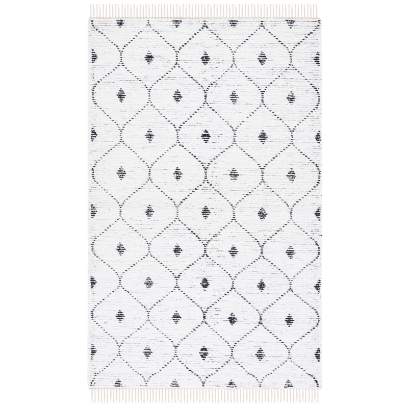 Daloris Hand Woven Cotton Geometric Rug, Rectangle 5' x 8'