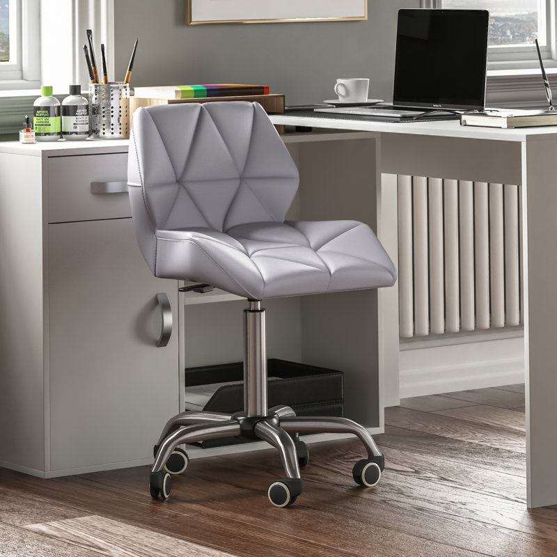 Muskoka Swivel Desk Chair Faux Leather With Adjustable Height, UKFR Certified, Grey